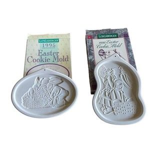 VTG New Open Box Longaberger Set 1995 & 1996 Easter Bunny Cookie Chocolate Molds